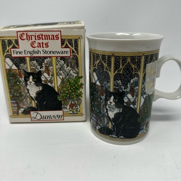 Christmas Cats Sue Scullard Tea Mug cup Dunoon Vintage Fine Stoneware England - Picture 1 of 6